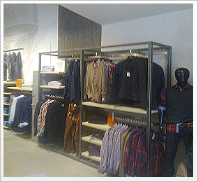 Custom shop fittings — hanging racks and counters